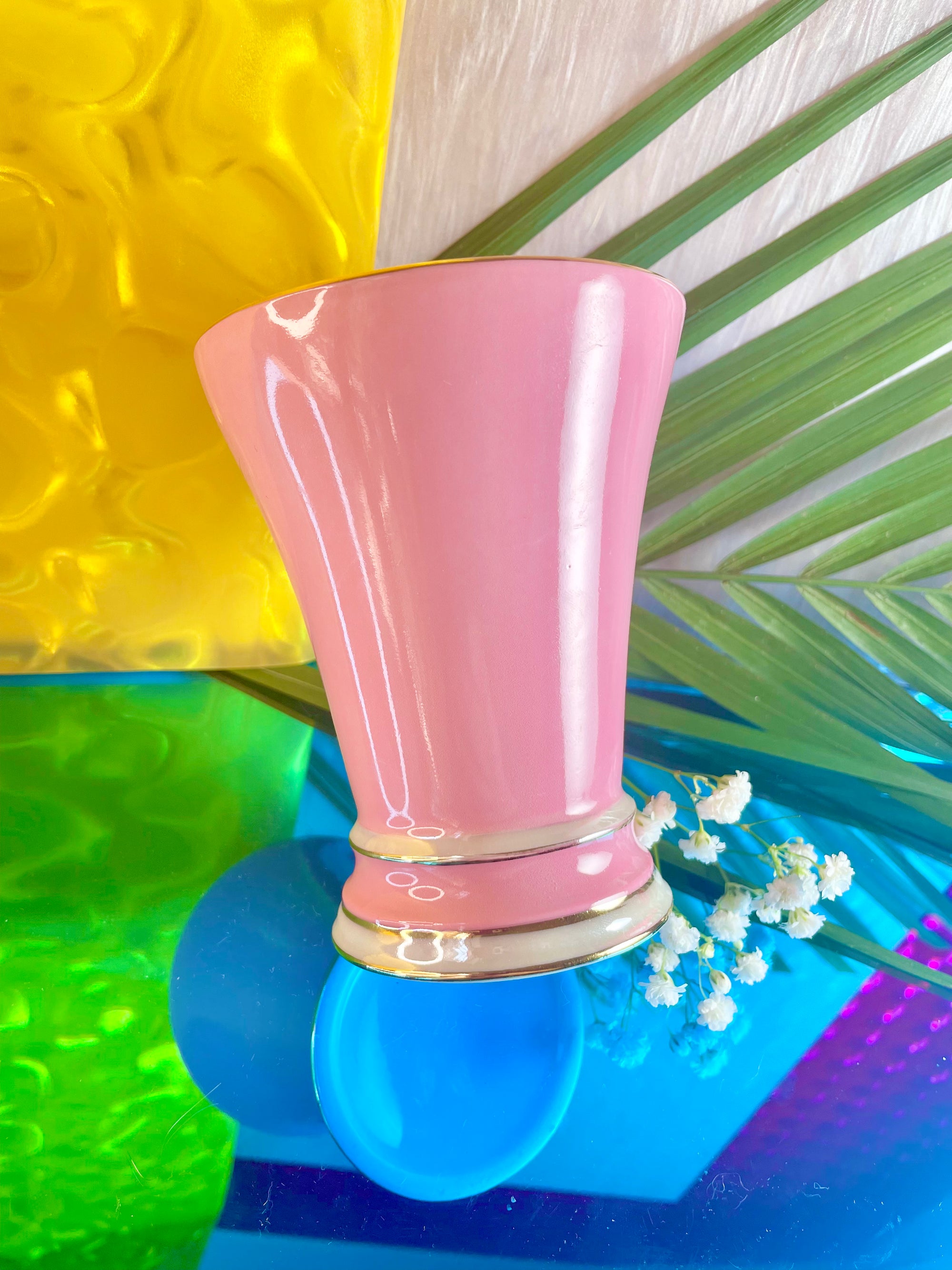 Iridescent Pink & Gold Porcelain Vase