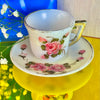 Hand-Painted Milk Glass Rose Tea Cup & Saucer