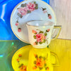 Hand-Painted Milk Glass Rose Tea Cup & Saucer