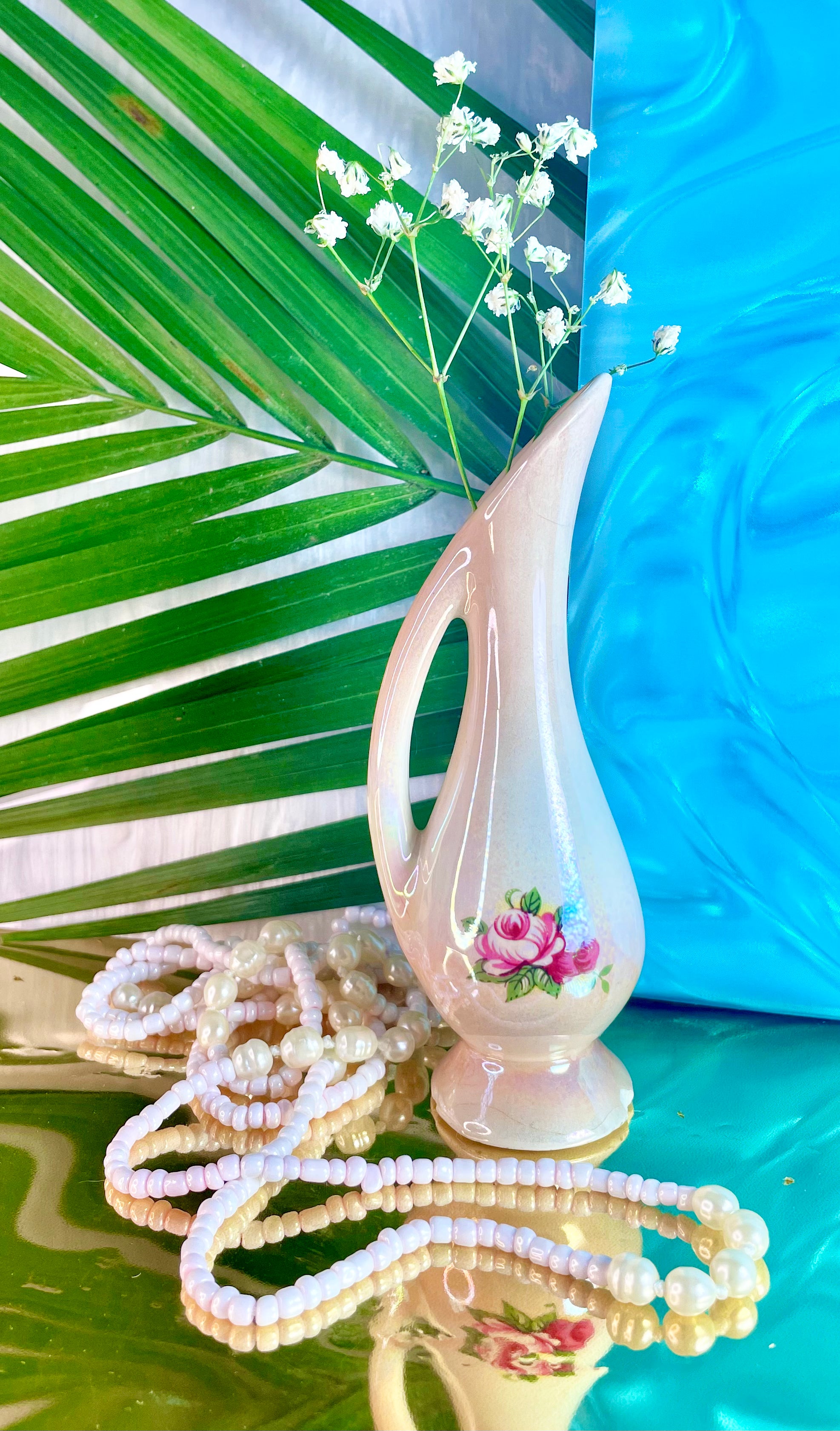 Iridescent Peach Floral Bud Vase