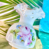 Floral Ruffled Milk Glass Vase