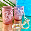 Hand-painted Pink Frosted Glass Cups