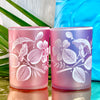 Hand-painted Pink Frosted Glass Cups