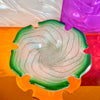 Hand-Blown Green Spiral Glass Dish