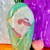 Iridescent Green & Pink Ceramic Art Deco Lady Vase