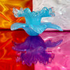 Hand-blown Iridescent Blue Glass Daffodil Candle Holder