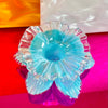 Hand-blown Iridescent Blue Glass Daffodil Candle Holder