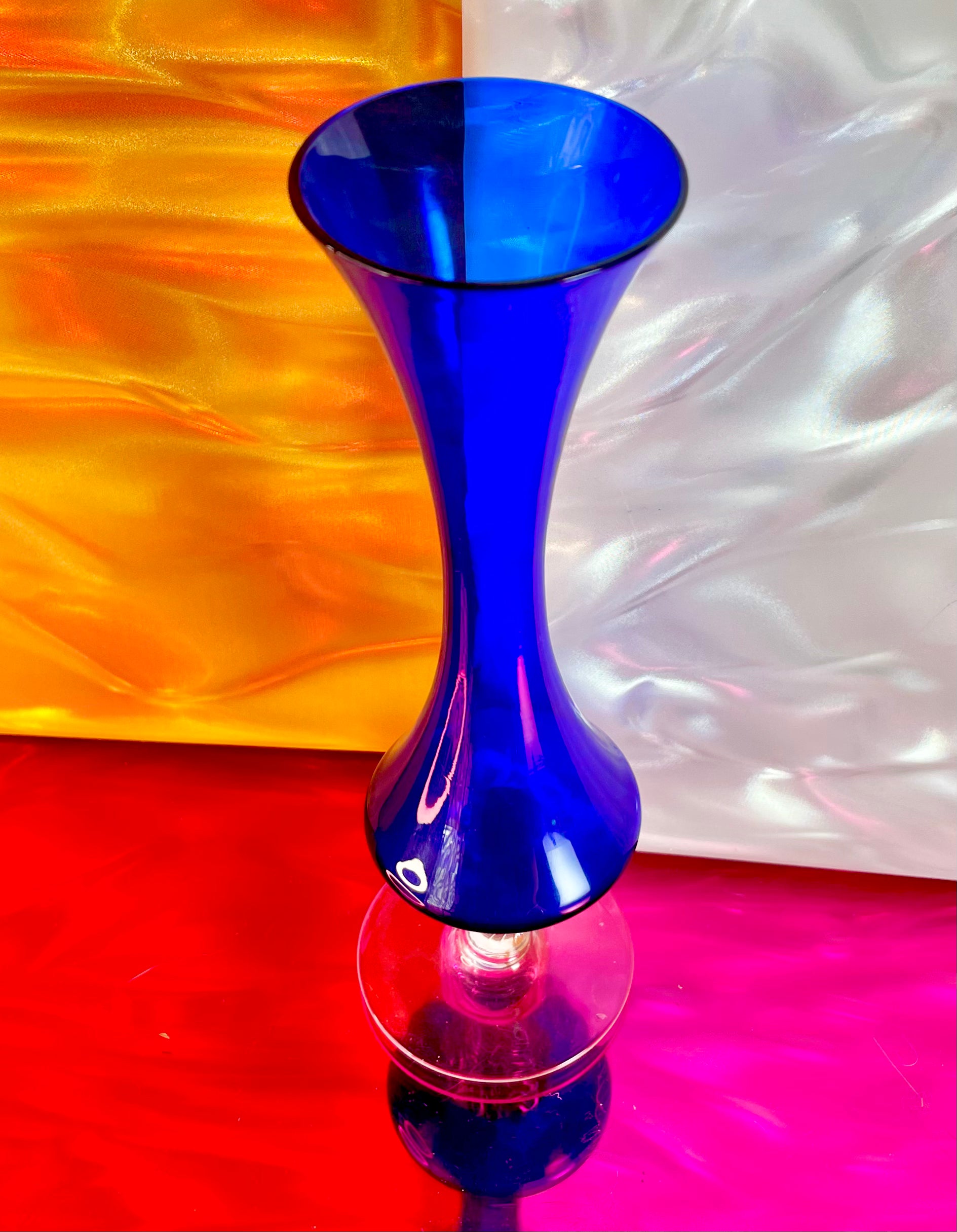 Cobalt Blue Glass Trumpet Bud Vase