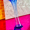 Hand-Blown Blue Glass Trumpet Ruffle Vase