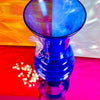 Geometric Cobalt Blue Glass Amphora Vase