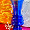 Geometric Cobalt Blue Glass Amphora Vase