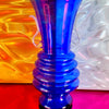 Geometric Cobalt Blue Glass Amphora Vase