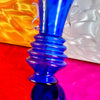 Geometric Cobalt Blue Glass Amphora Vase