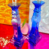 Cobalt Blue Glass Candle Holders