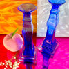 Cobalt Blue Glass Candle Holders