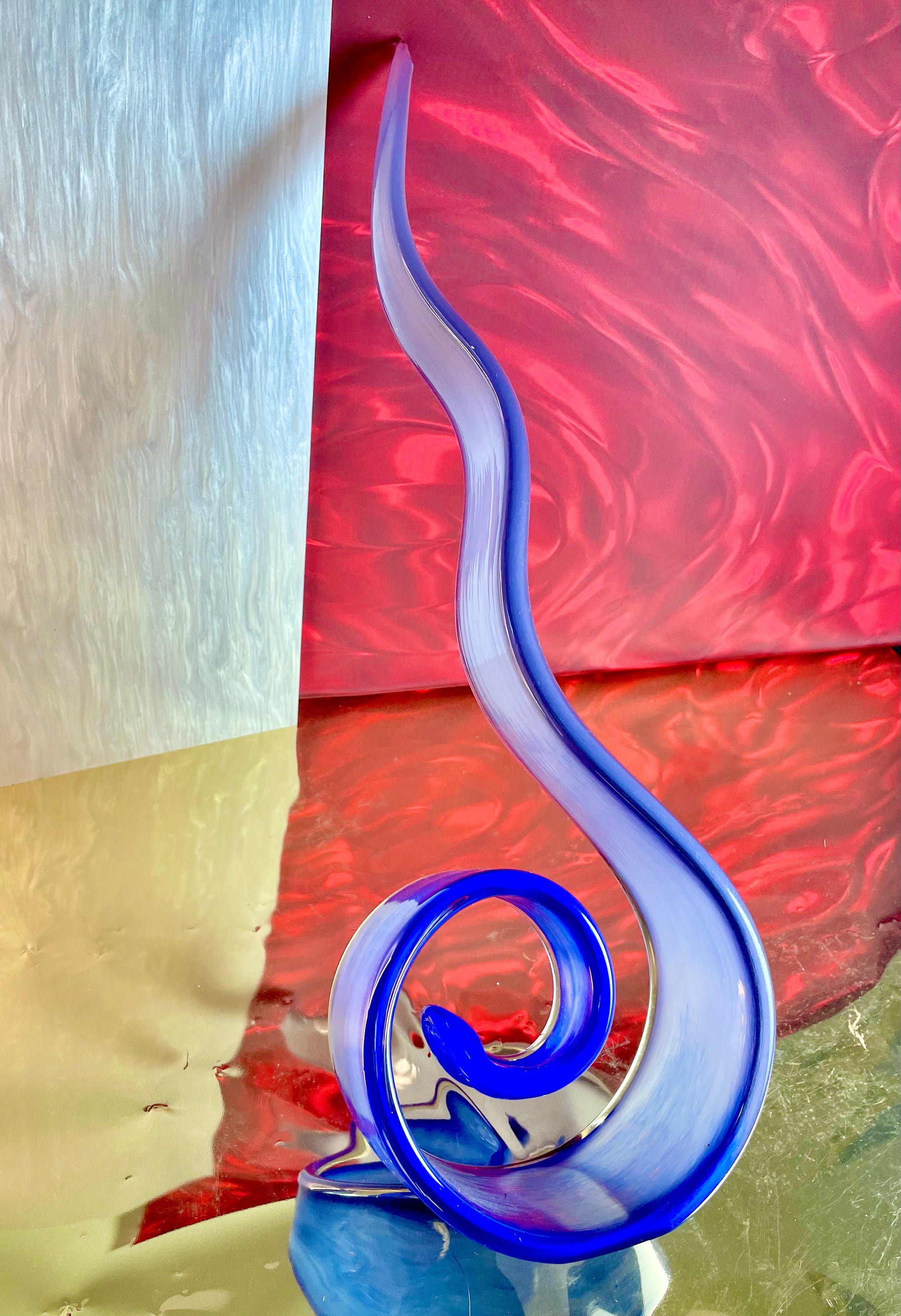 Hand-blown Blue Glass Spiral