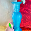 Frosted Aqua Glass Pillar Vase