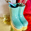 Speckled Blue Boots Vase