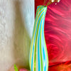 Hand-Blown Green and Aqua Striped Vase