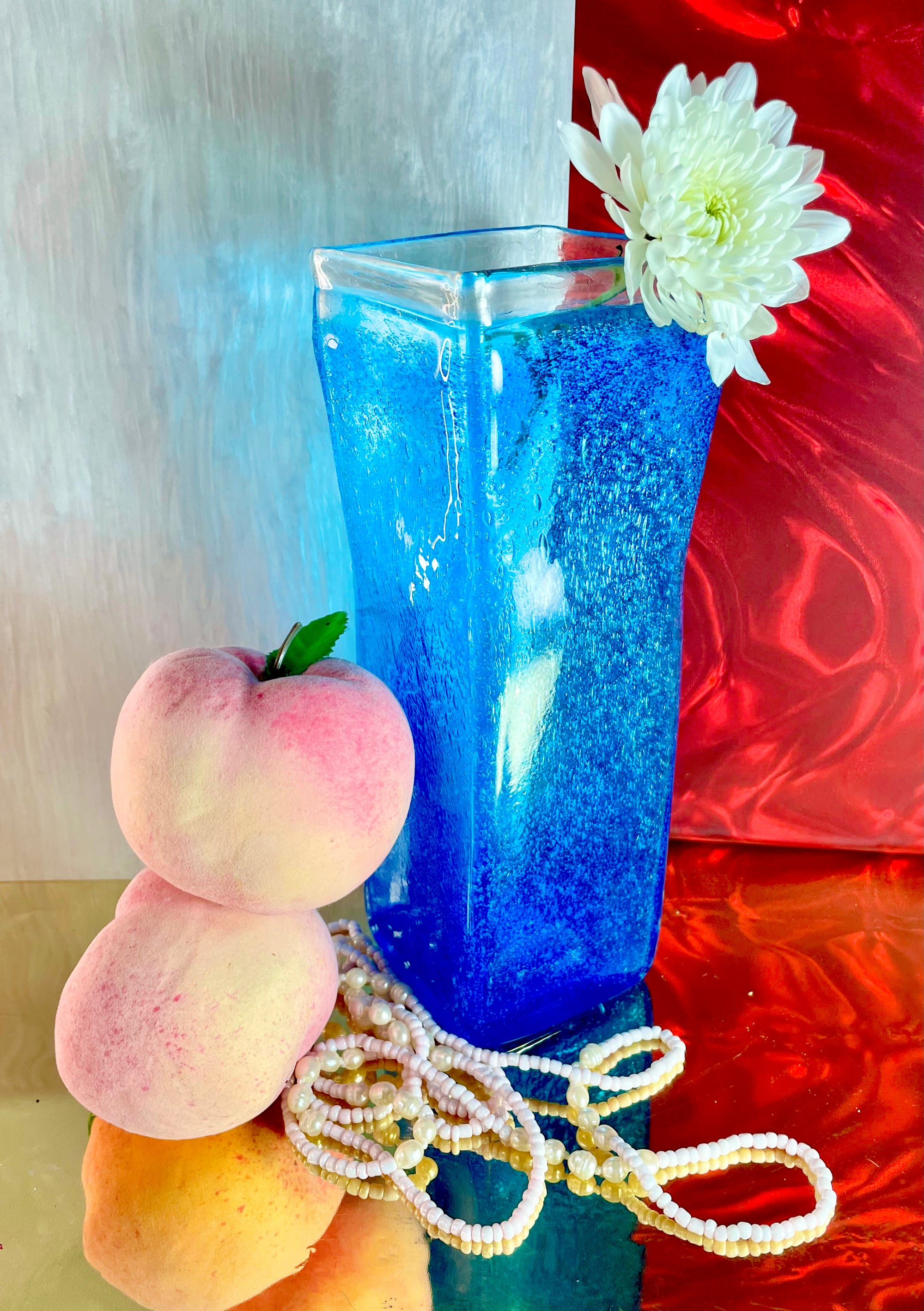 Hand-Blown Cerulean Pool Water Vase