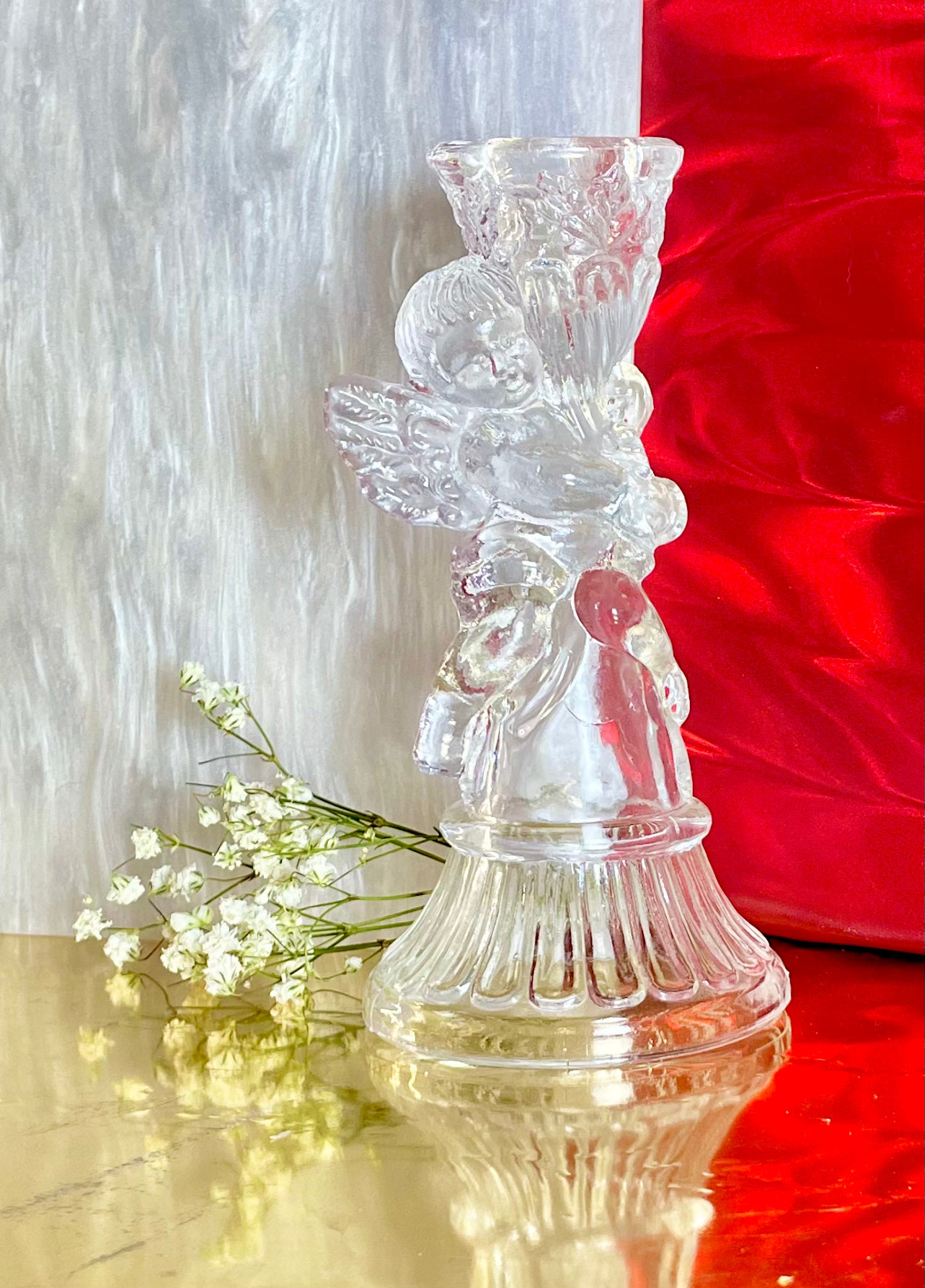 Glass Angel Candle Holder