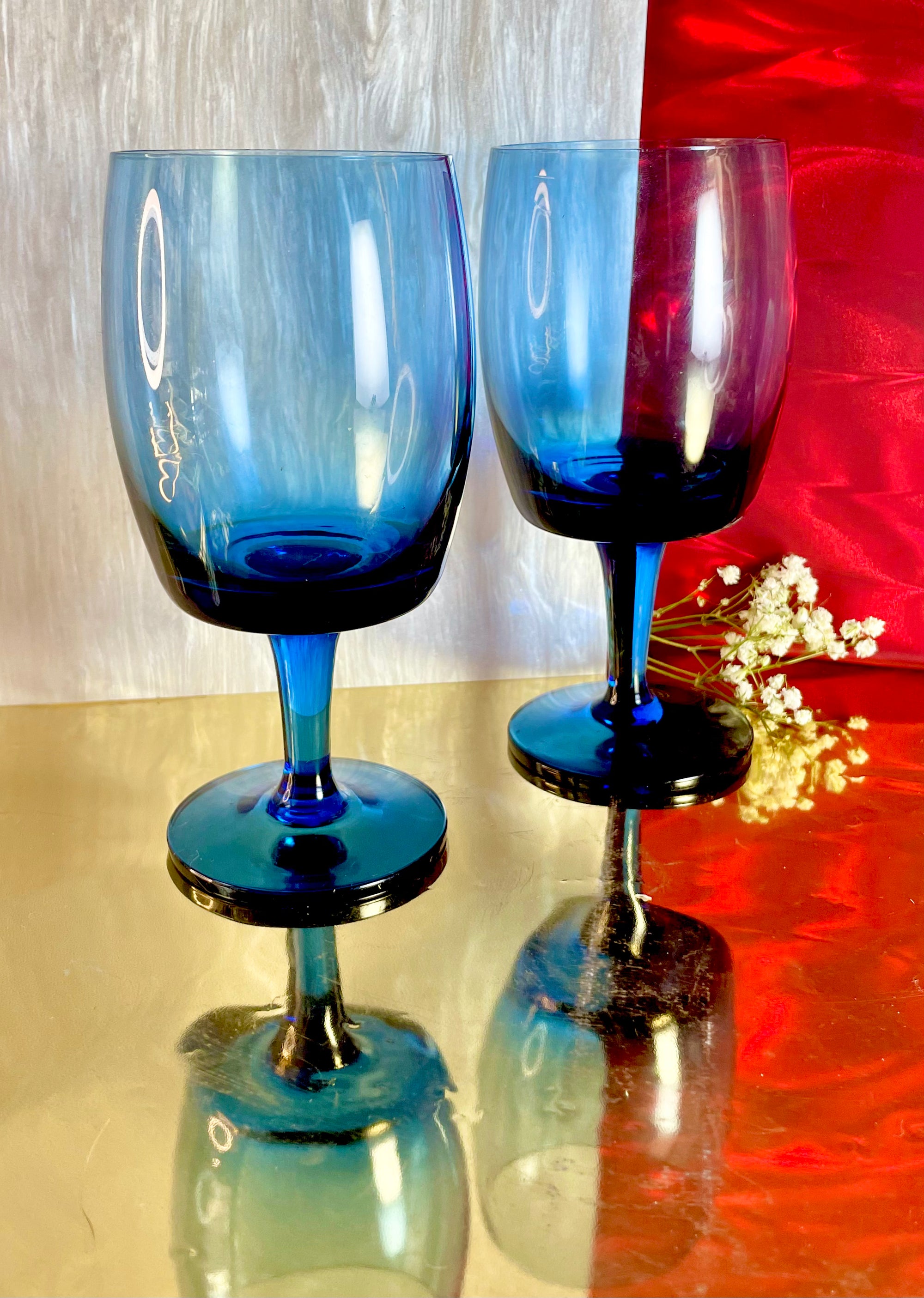 Navy Blue Glass Geometric Wine Glasses