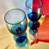 Navy Blue Glass Geometric Wine Glasses