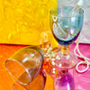 Hand-Blown Iridescent Blue and Orange Glass Goblets