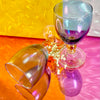 Hand-Blown Iridescent Blue and Orange Glass Goblets