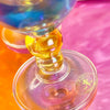 Hand-Blown Iridescent Blue and Orange Glass Goblets