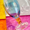 Hand-Blown Iridescent Blue and Orange Glass Goblets