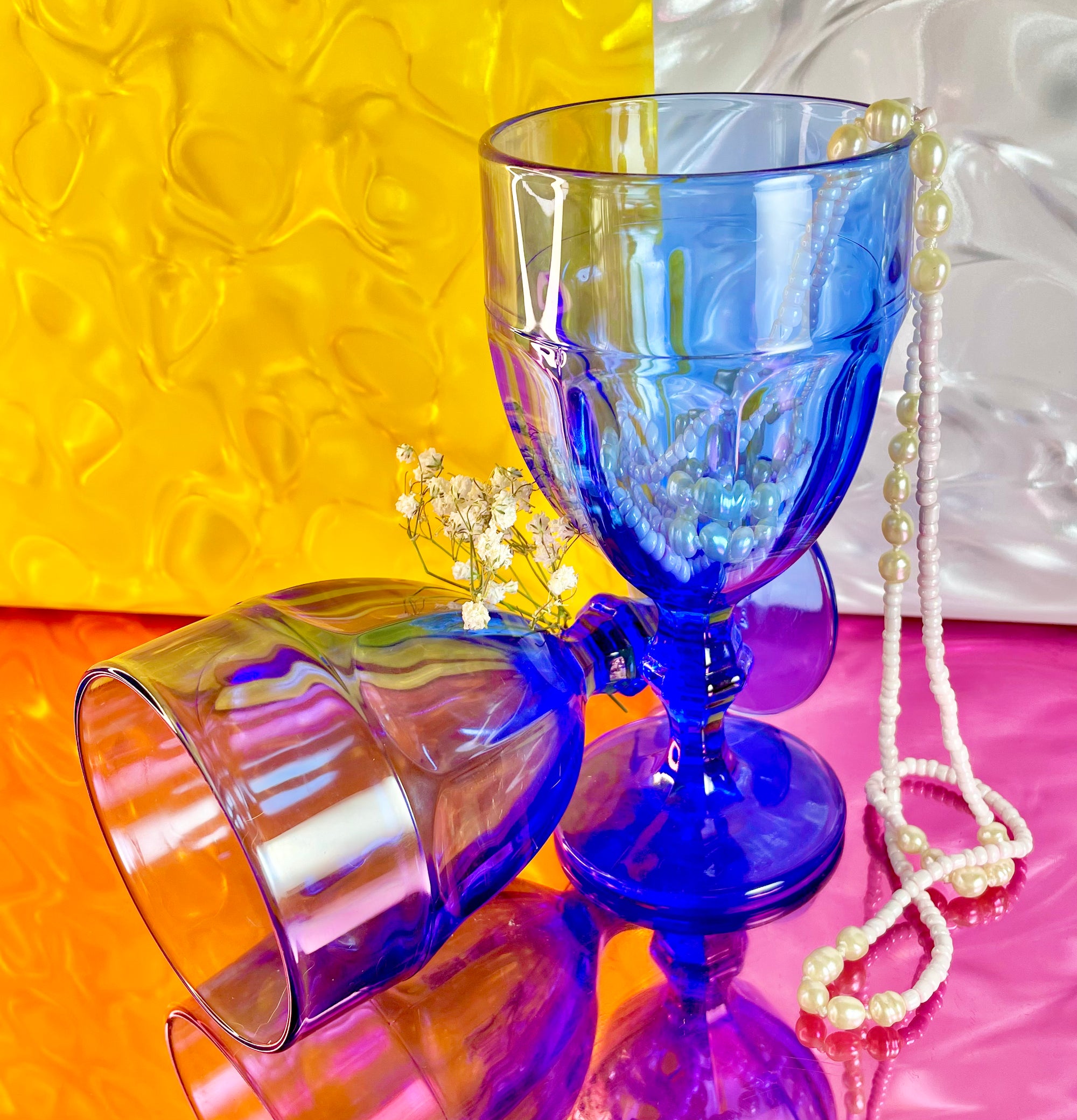 Cobalt Blue Glass Water Goblets