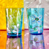 Hand-Painted Floral Cerulean Glasses