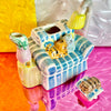 Hand-painted Ceramic Comfy Couch Kitty Teapot