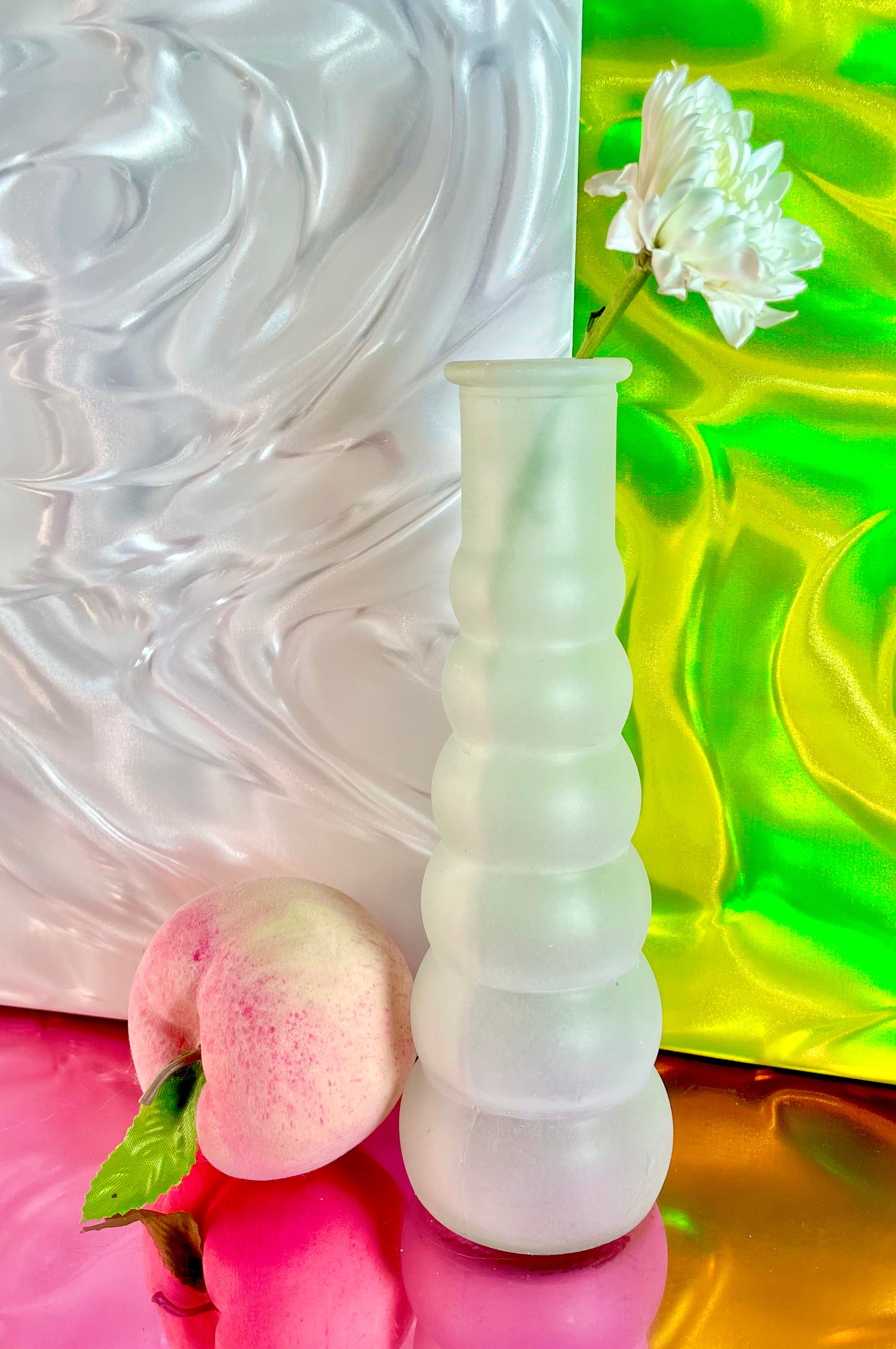 Frosted Glass Ripple Vase