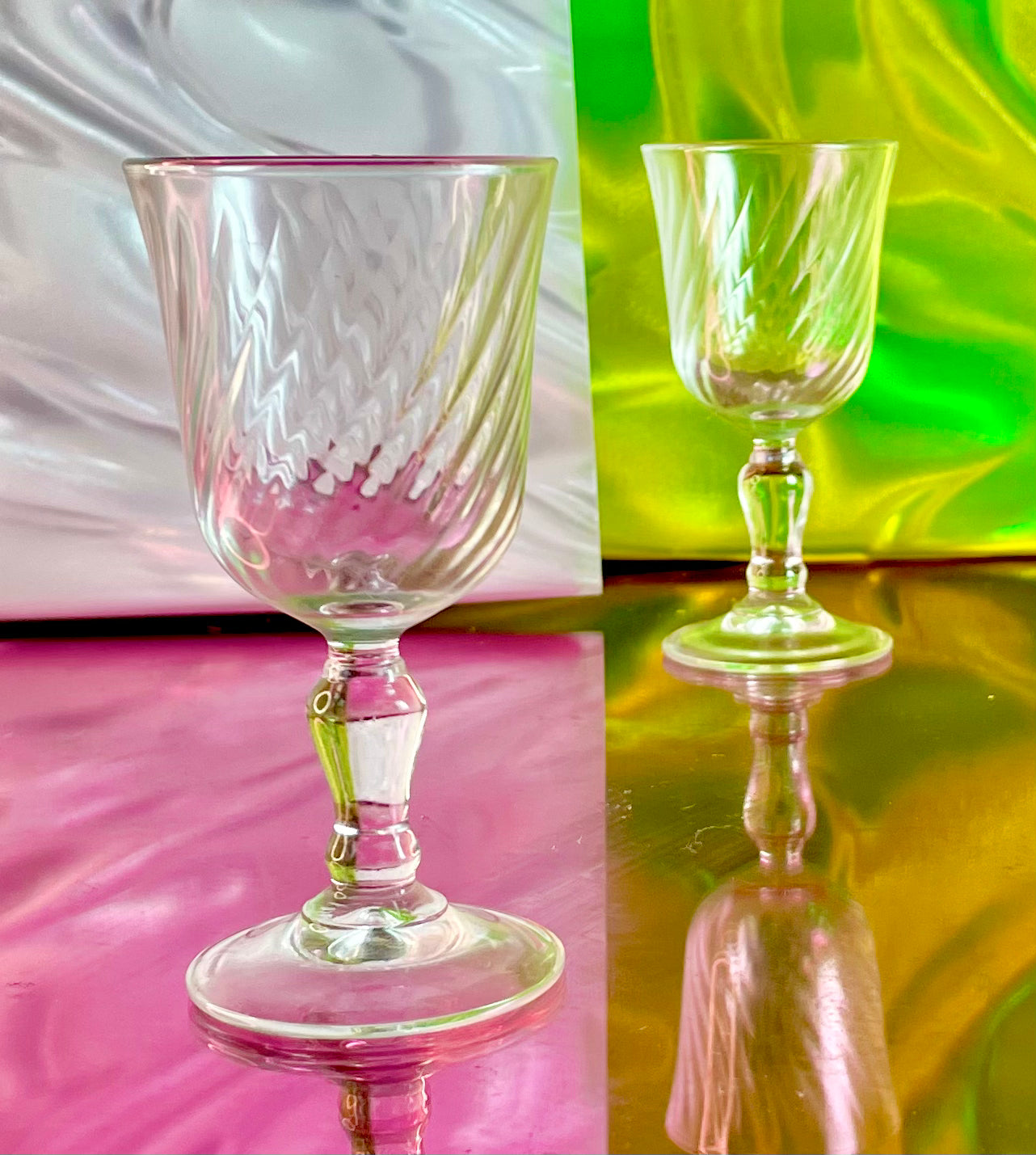 Twisted Glass Stemmed Shot Glasses