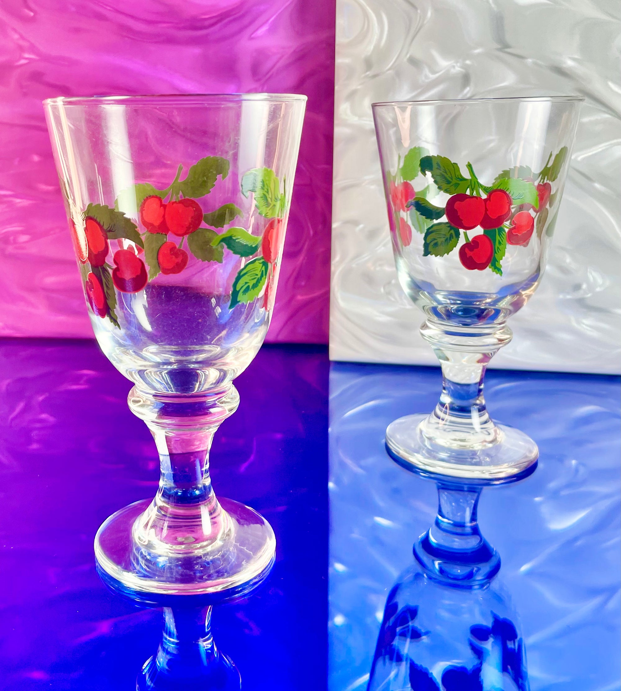 Glass Cherry Water Goblets