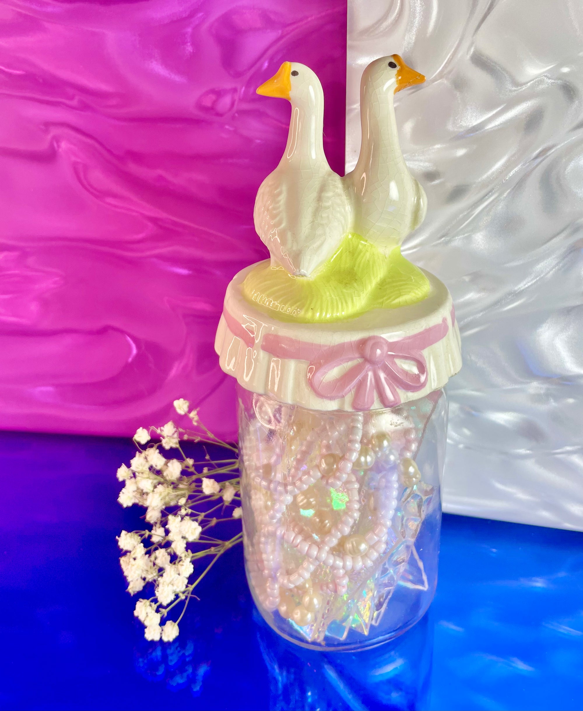 Pastel Geese Jar and Topper