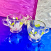 Hand-Painted Glass Magnolia Loving Cup and Pitcher