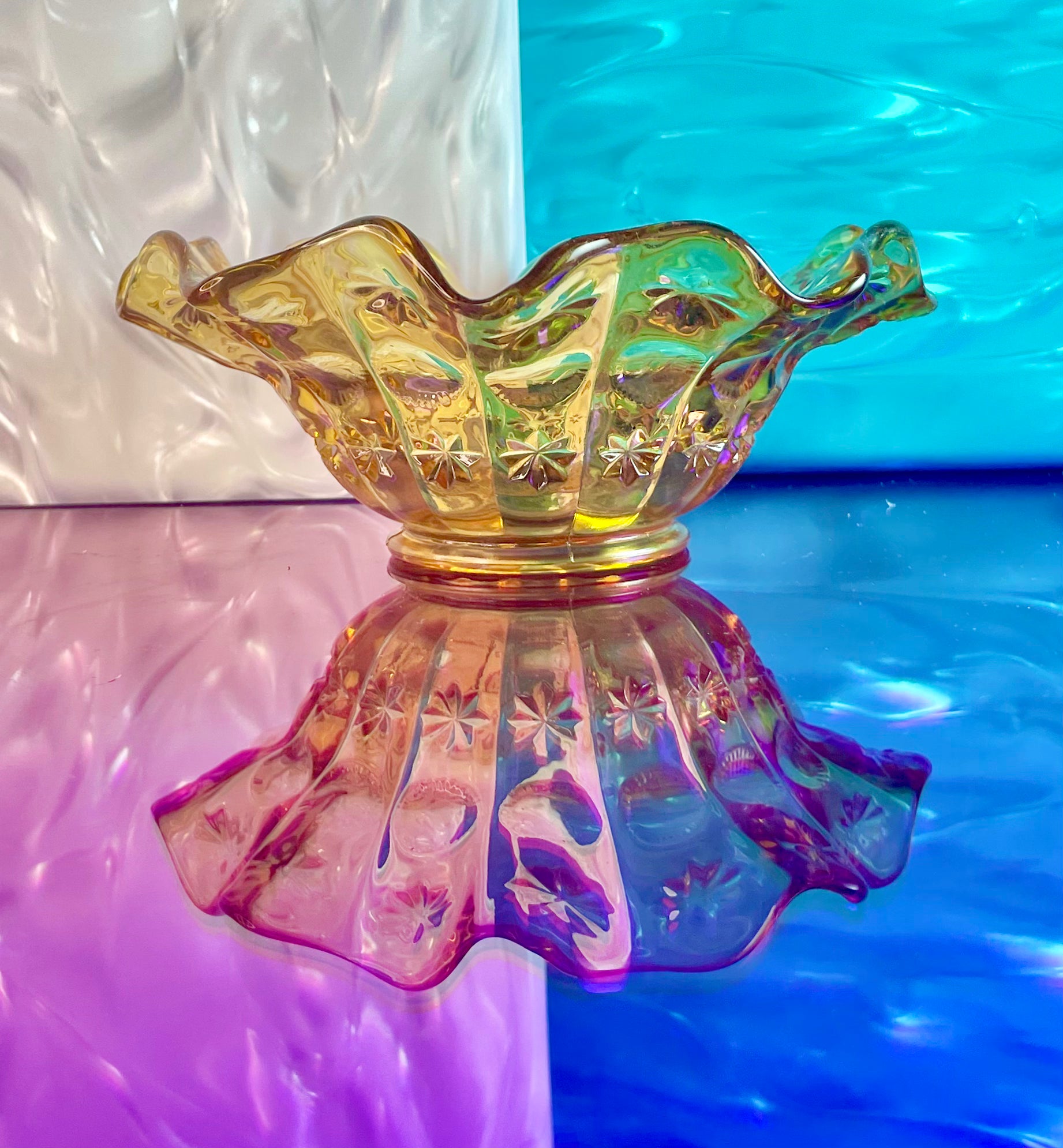 Orange Ruffle Glass Bowl