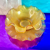 Amber Colony Waffle Glass Ruffle Dish & Saucer