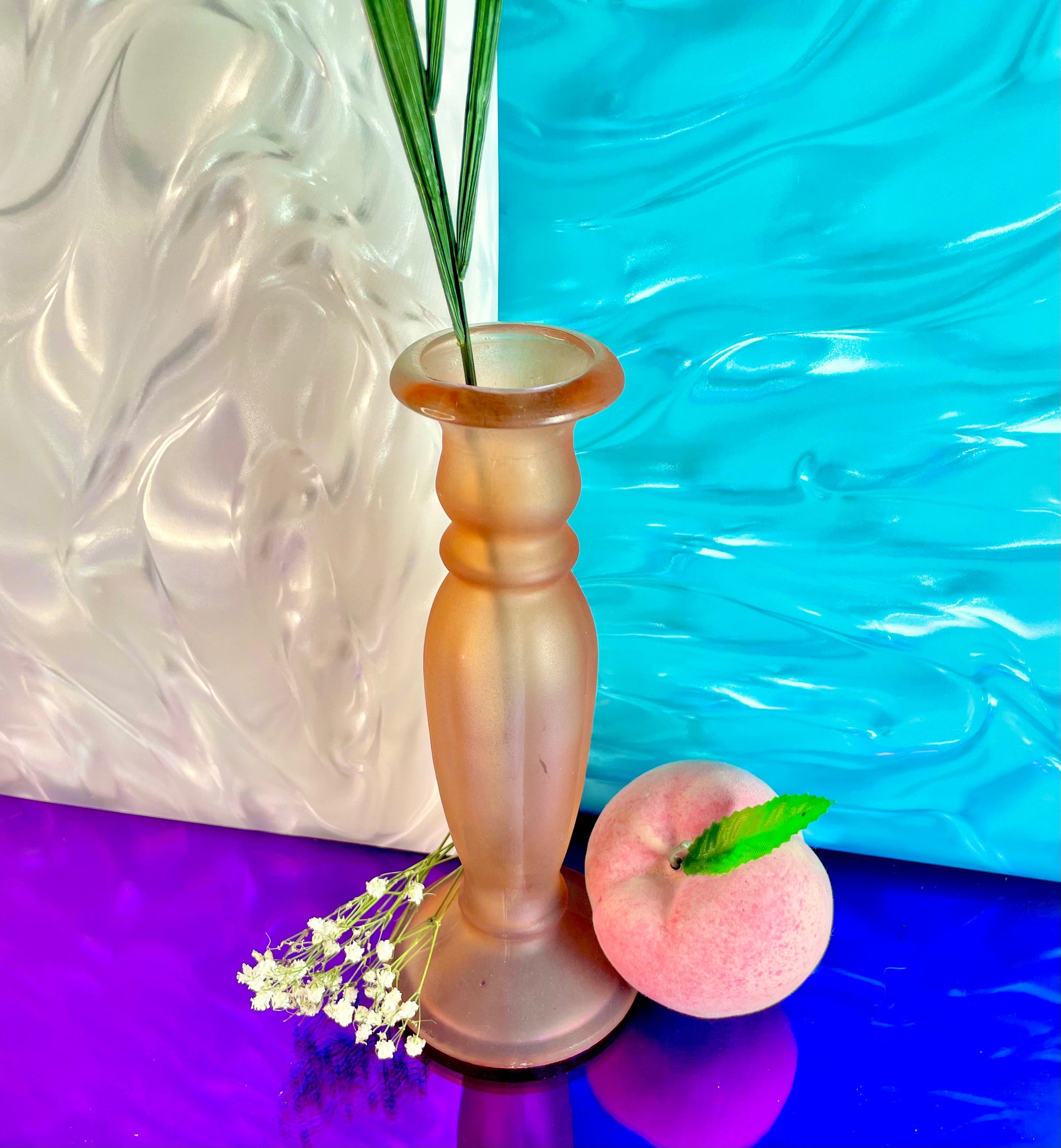 Peach Frosted Glass Bud Vase