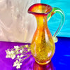 Red and Yellow Crackle Pitcher Bud Vase