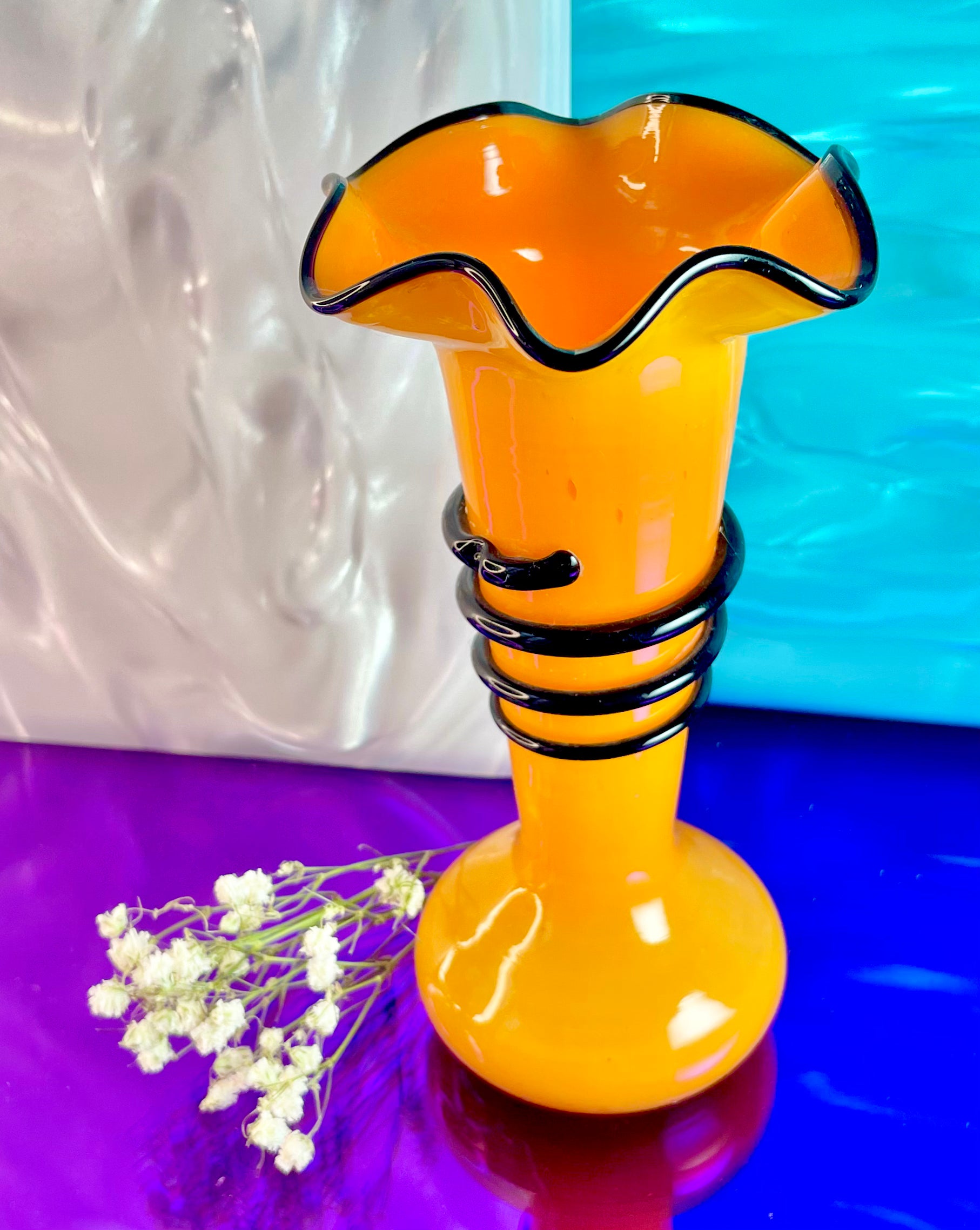 Yellow and Black Abstract Bud Vase