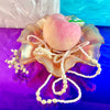 Iridescent Peach Carnival Glass Floral Ruffle Bowl