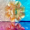 Iridescent Peach Carnival Glass Floral Ruffle Bowl