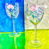 Hand-Painted Pink Rose Wine Glasses