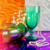 Green Glass Water Goblets