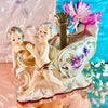 Ceramic Cherub and Violet Chariot Planter