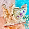 Ceramic Cherub and Violet Chariot Planter